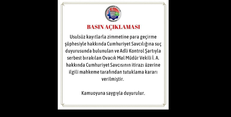 Karabük Valiliği usulsüzlük iddiasıyla müdür vekilinin tutuklandığını bildirdi