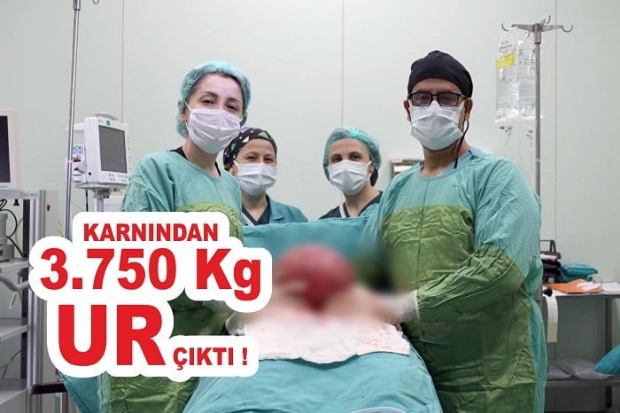 Karabük’te hastanın karnından 3 kilo 750 gram ur çıktı.