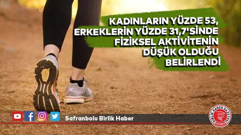 Kadınların yüzde 53, erkeklerin yüzde 31,7’sinde fiziksel aktivitenin düşük olduğu belirlendi