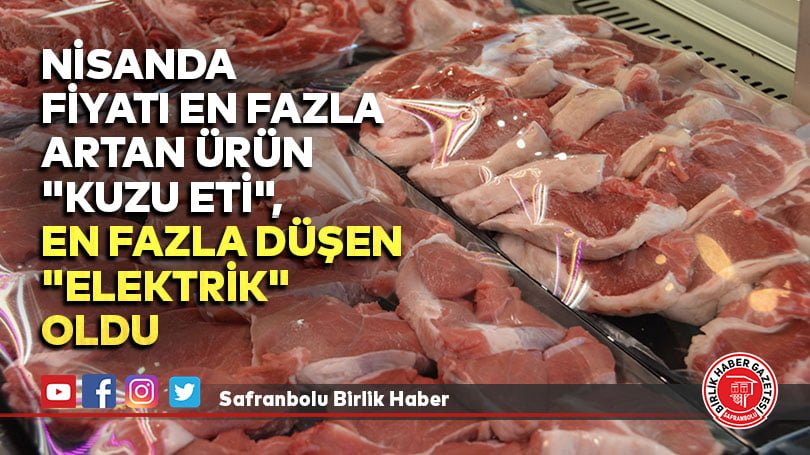 Nisanda fiyatı en fazla artan ürün “kuzu eti”, en fazla düşen “elektrik” oldu