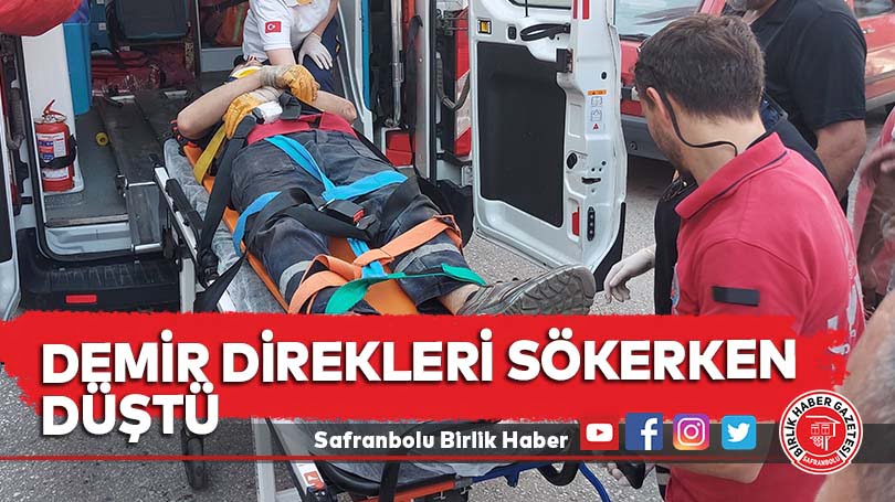 Demir direkleri sökerken düştü