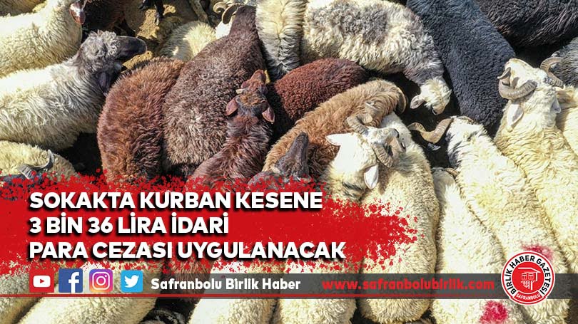 Sokakta kurban kesene 3 bin 36 lira idari para cezası uygulanacak