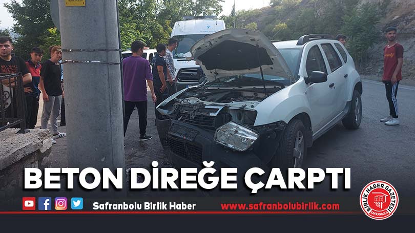Beton direğe çarptı