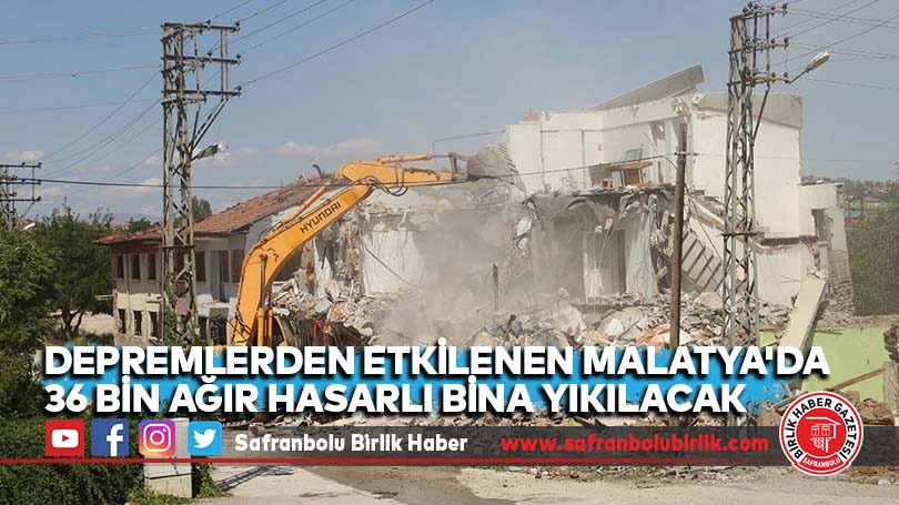 Depremlerden etkilenen Malatya’da 36 bin ağır hasarlı bina yıkılacak
