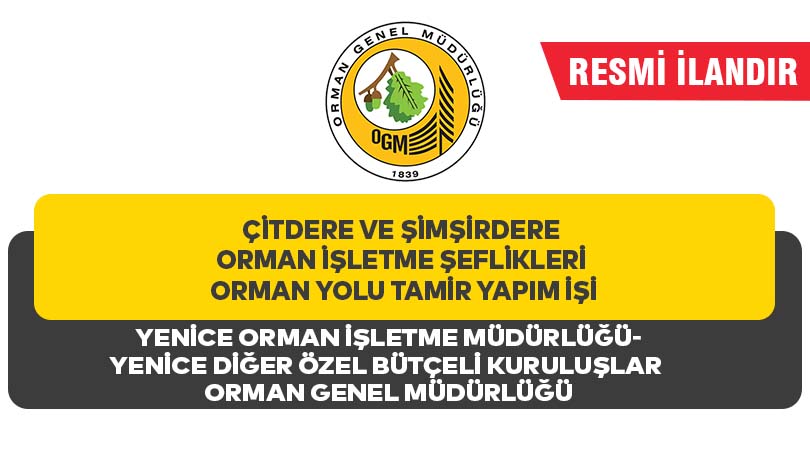 ÇİTDERE VE ŞİMŞİRDERE ORMAN İŞLETME ŞEFLİKLERİ ORMAN YOLU TAMİR YAPIM İŞİ
