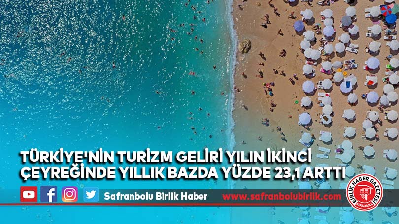Türkiye’nin turizm geliri yılın ikinci çeyreğinde yıllık bazda yüzde 23,1 arttı