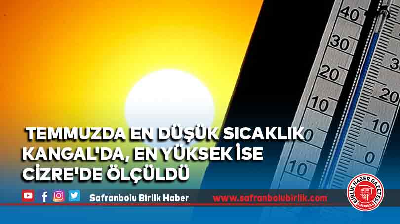 Temmuzda en düşük sıcaklık Kangal’da, en yüksek ise Cizre’de ölçüldü