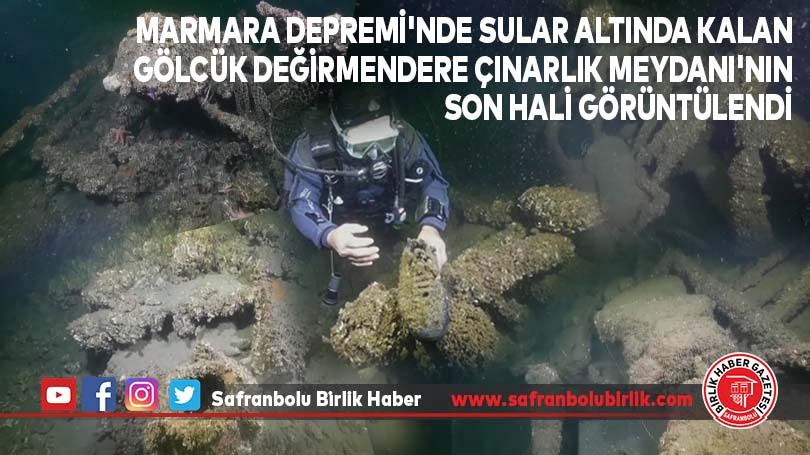 Sular altında kalan Gölcük Değirmendere Çınarlık Meydanı’nın son hali