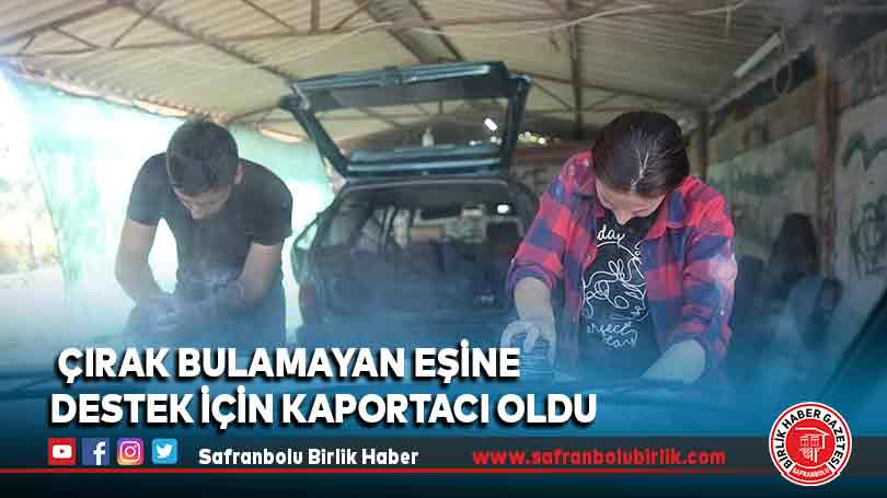 Çırak bulamayan eşine destek için kaportacı oldu