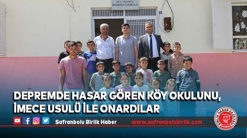 Depremde hasar gören köy okulunu, imece usulü ile onardılar