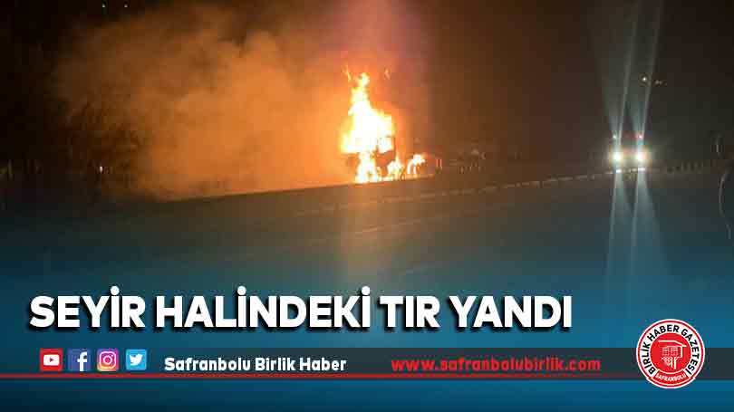 Seyir halindeki tır yandı