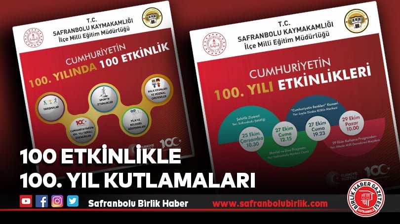 100 Etkinlikle 100. Yıl Kutlamaları