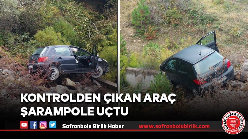 Kontrolden çıkan araç şarampole uçtu