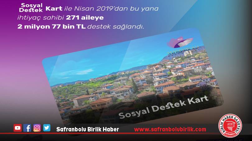 Safranbolu Belediyesi sosyal destek kartlarıyla 2 Milyon 77 Bin TL Destek sağladı