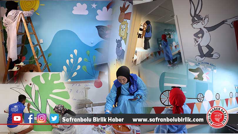 Hastanenin çocuk acil servisi, gönüllü gençlerin çocukluk hayalleriyle süslendi