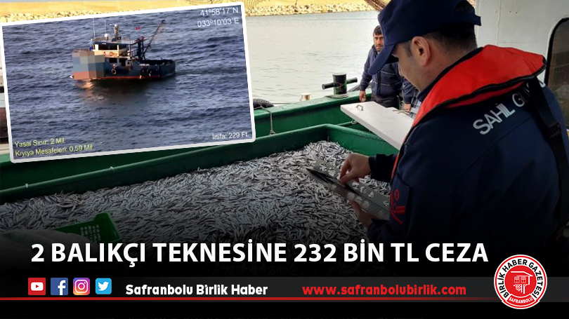 2 balıkçı teknesine 232 bin TL ceza
