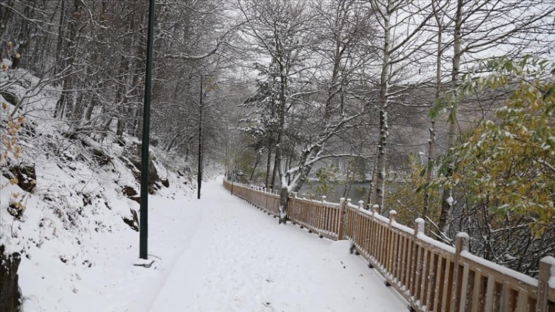 Karagöl Tabiat Parkı beyaza büründü