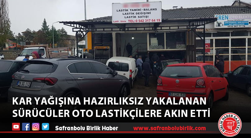 Kar yağışına hazırlıksız yakalanan sürücüler oto lastikçilere akın etti