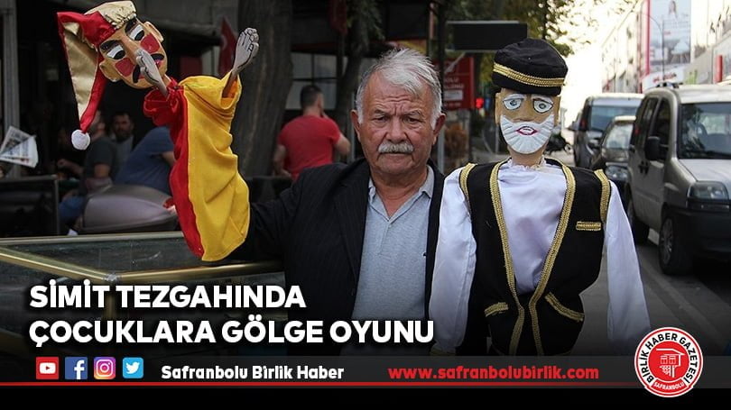 Simit tezgahında çocuklara gölge oyunu