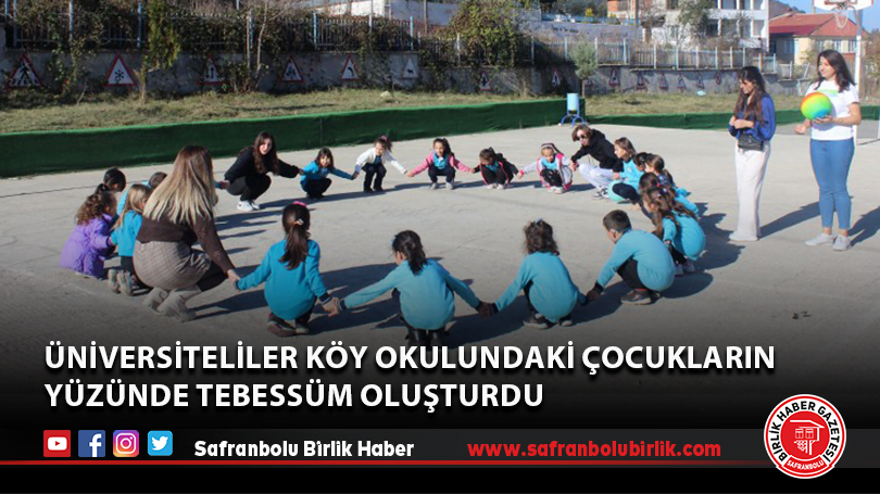 Üniversiteliler köy okulundaki çocukların yüzünde tebessüm oluşturdu