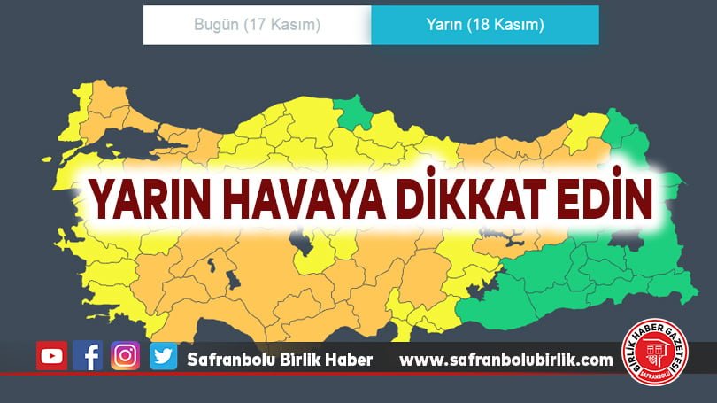 Yarın havaya dikkat edin