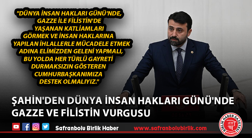 Şahin’den Dünya İnsan Hakları Günü’nde Gazze ve Filistin vurgusu