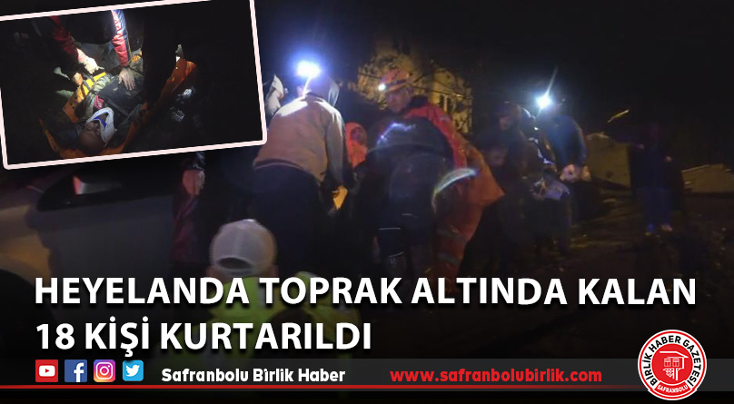Heyelanda toprak altında kalan 18 kişi kurtarıldı