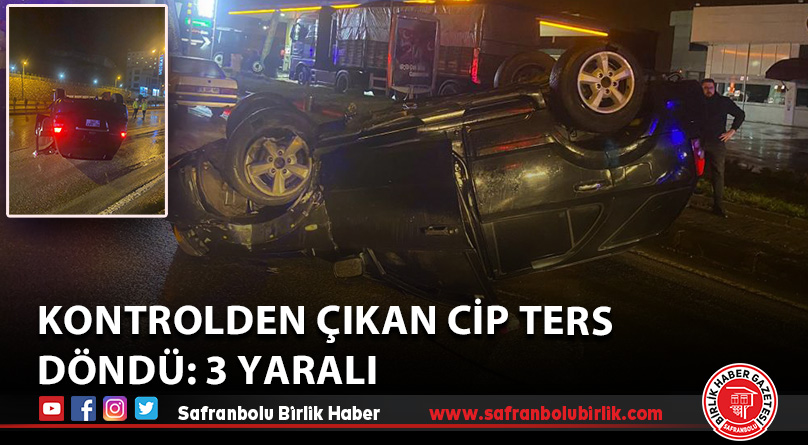 Kontrolden çıkan cip ters döndü: 3 yaralı