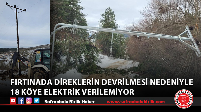 Fırtınada direklerin devrilmesi nedeniyle 18 köye elektrik verilemiyor