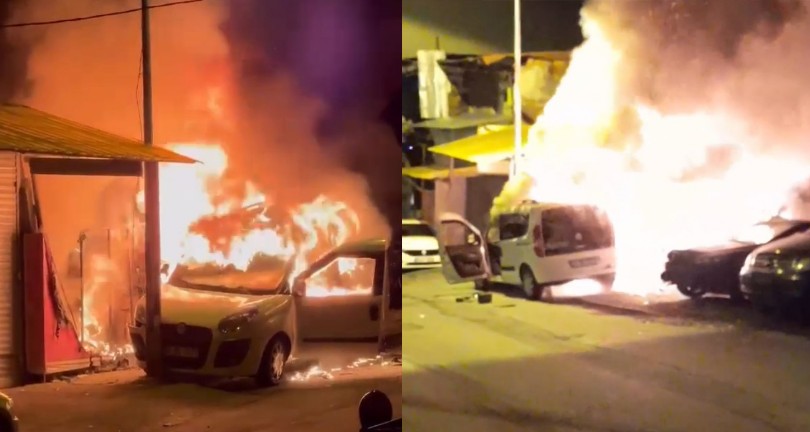 Isınmak için hafif ticari araç ve bekçi kulübesini yaktı