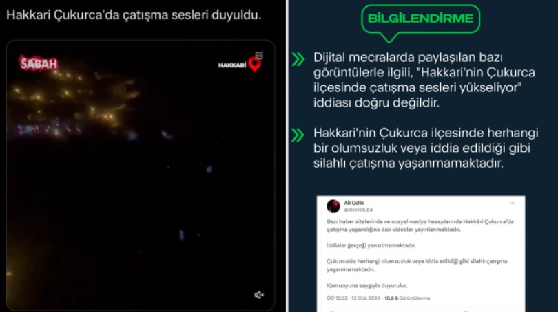 Çukurca’da çatışma videosu gerçek değil