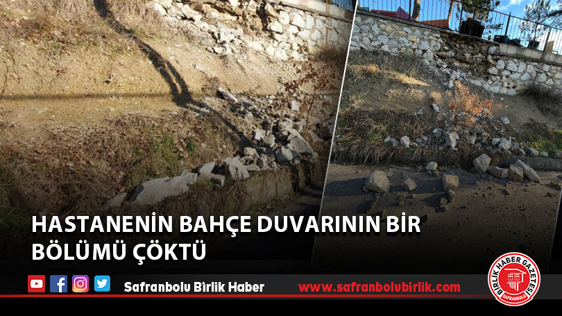 Hastanenin bahçe duvarının bir bölümü çöktü