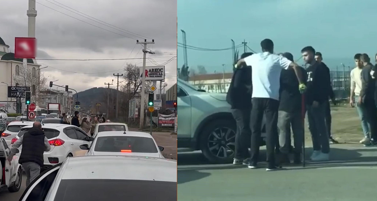 Yol verme kavgasında önce kadınlar, sonra erkekler birbirine girdi