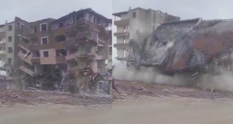 6 katlı binanın yerle bir olduğu o anlar