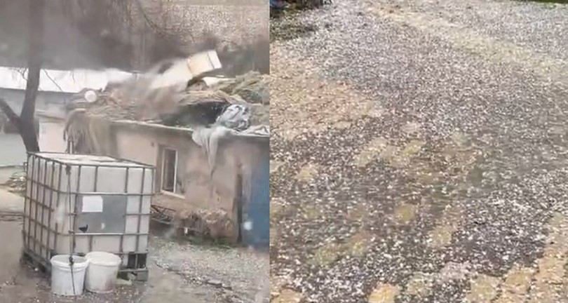 Elazığ’da misket büyüklüğünde dolu yağdı
