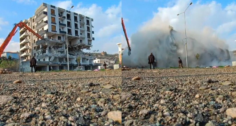 Bina kağıt gibi yerle bir oldu