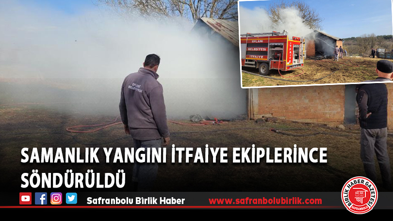 Samanlık yangını itfaiye ekiplerince söndürüldü