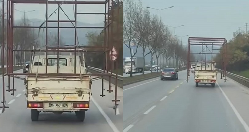 Tehlikeli taşımacılık kamerada…