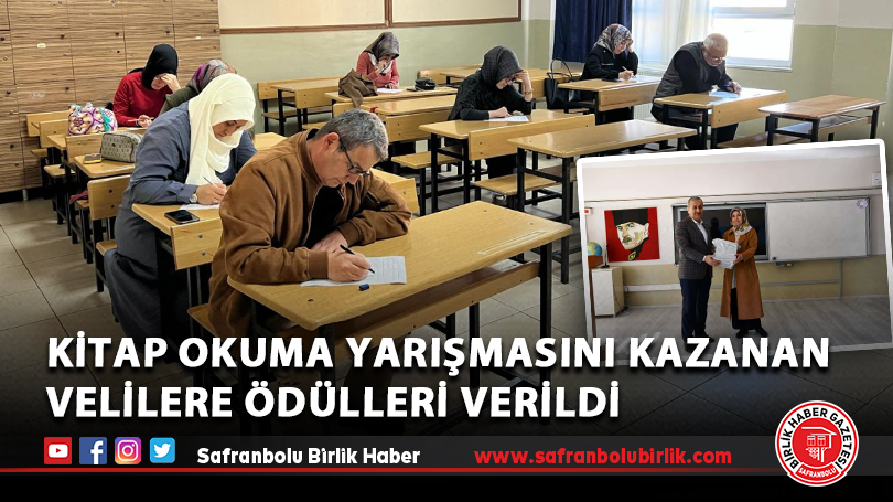 Kitap okuma yarışmasını kazanan velilere ödülleri verildi