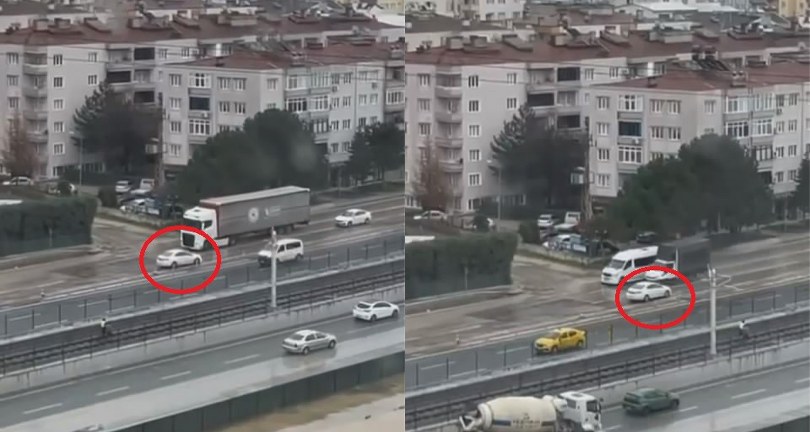 Ters şeritten böyle ilerlemeye çalıştı…