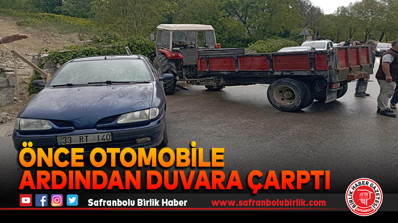Önce otomobile ardından duvara çarptı