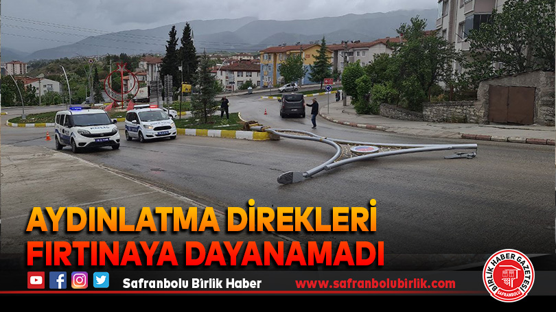 Seçim öncesi dikilen aydınlatma direkleri fırtınaya dayanamadı