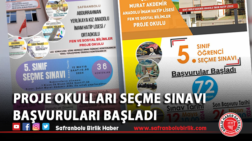 Proje Okulları Seçme Sınavı Başvuruları Başladı