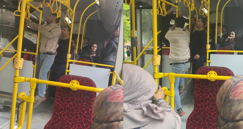 Taşkınlık çıkaran şahsı yolcular dışarı attı