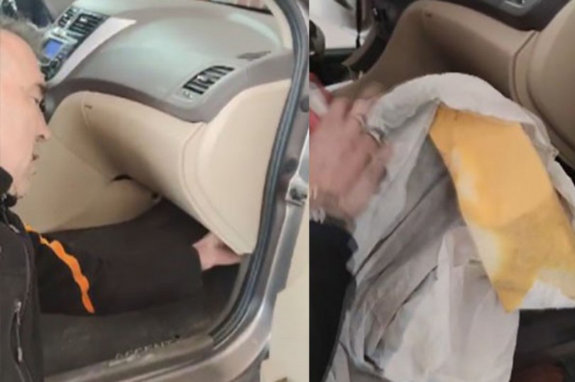 otomobilin airbaginden sünger çıktı