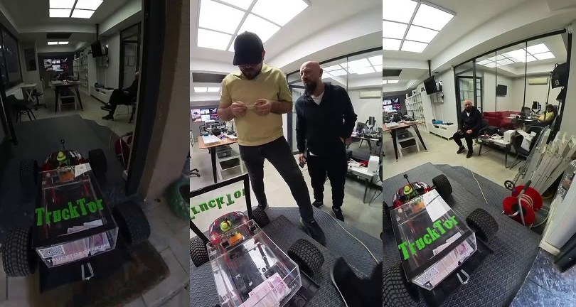 Dükkana girip alışveriş yapan uzaktan kumandalı araba ilgi odağı oldu