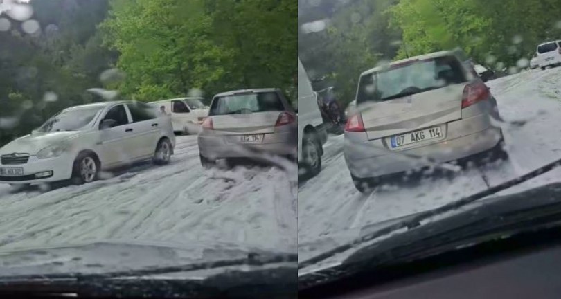 Antalya’da şiddetli dolu yağışı