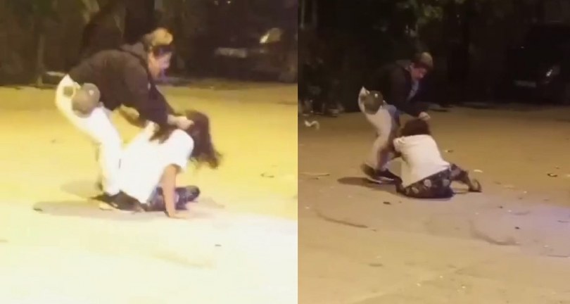 Kadınların saç saça baş başa kavgası kamerada