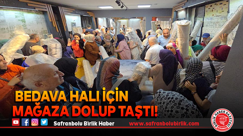 Bedava halılardan almak için yarıştılar