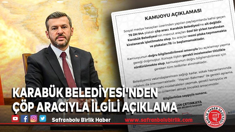 Karabük Belediyesi’nden Çöp Aracıyla İlgili Açıklama